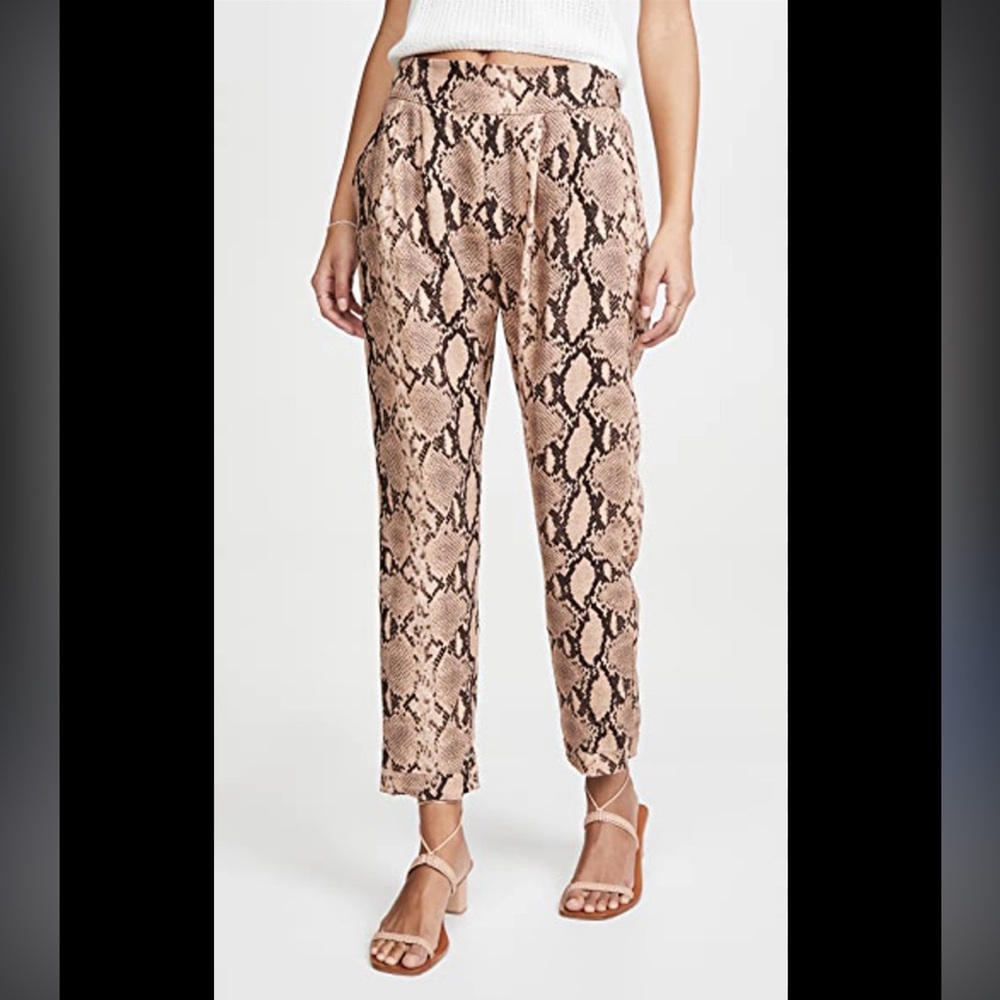 Enza Costa Printed 100% Linen Easy Pant in Sand Python Women’s Size Small